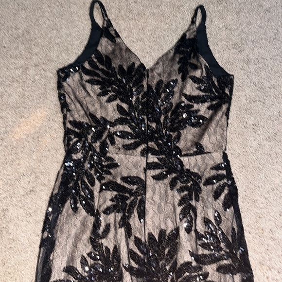 Dress The Population Sharon Lace Sequin Floral Mermaid Maxi Gown Black Small - Picture 12 of 14